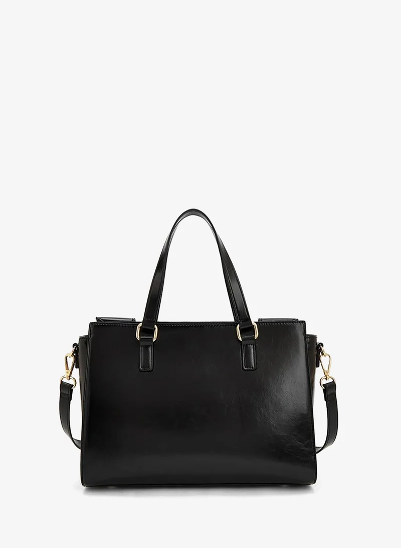 Celeste BLACK Solid Tote Bag With Detachable Strap for Women | Best Price UAE