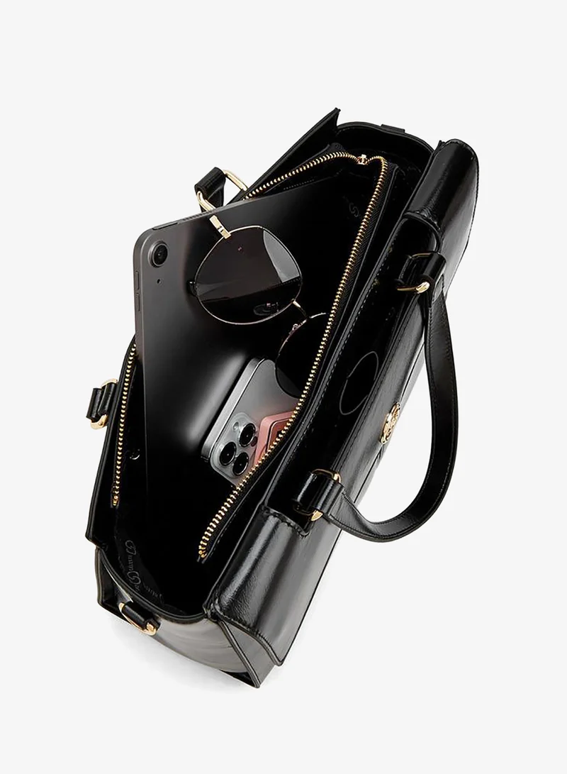 Celeste BLACK Solid Tote Bag With Detachable Strap for Women | Best Price UAE