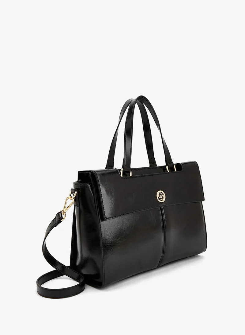 Celeste BLACK Solid Tote Bag With Detachable Strap for Women | Best Price UAE