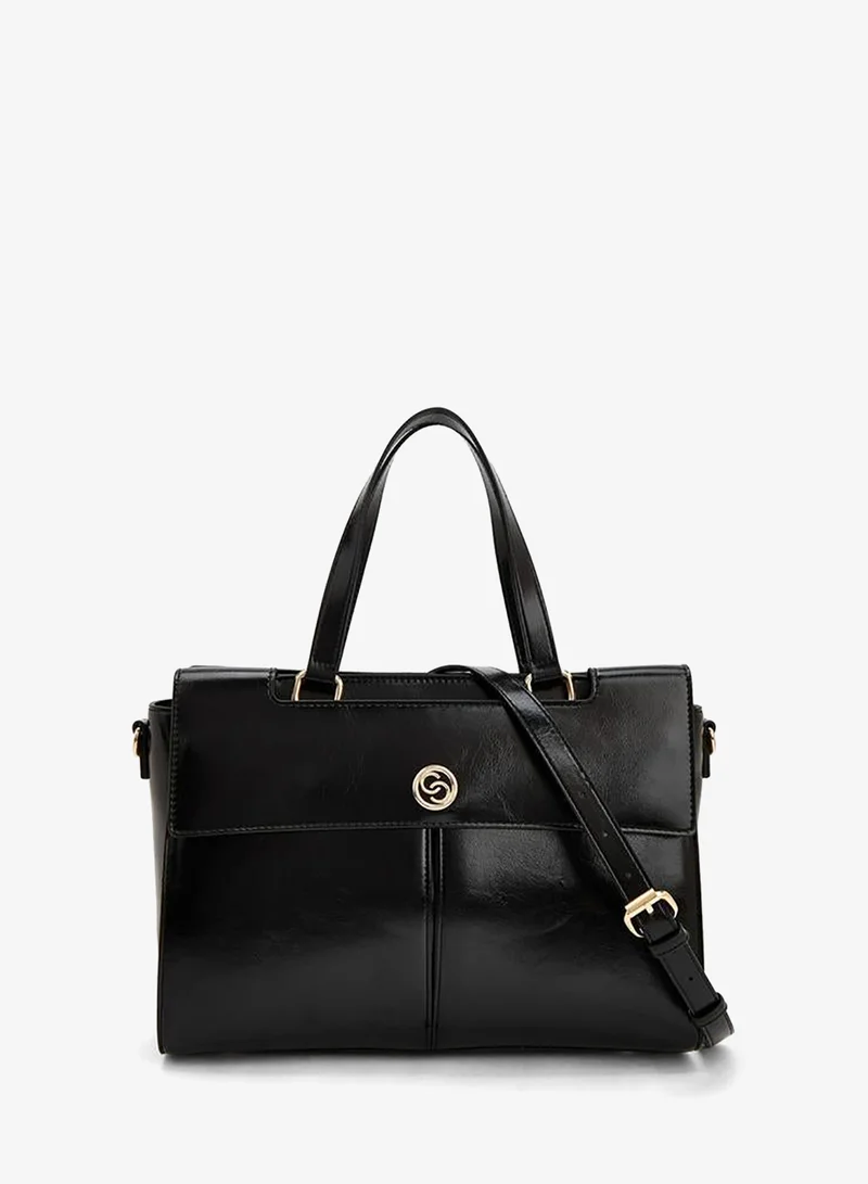 Solid Tote Bag With Detachable Strap