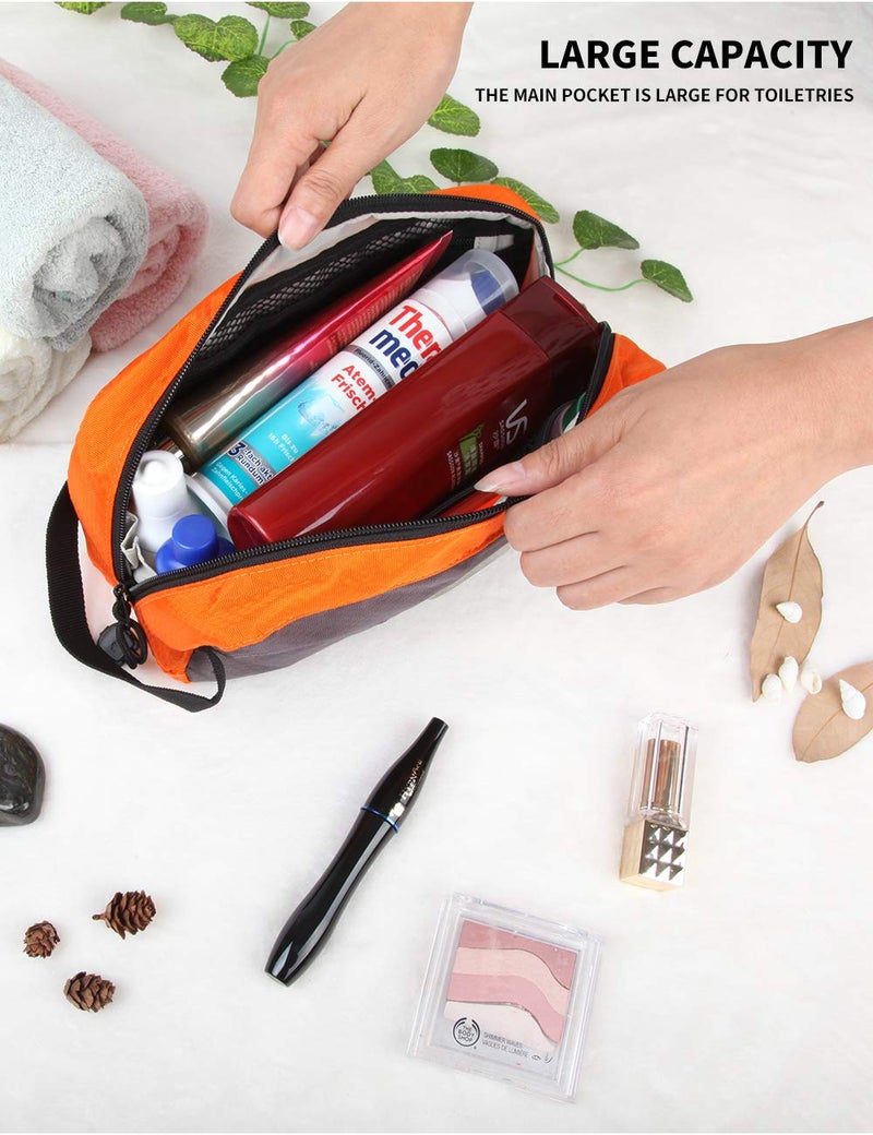 GOX Small Travel Toiletry Bag, Dopp Kit Case For Men, Multifunction Organizer Pouch (Grey/Orange) - Image 3