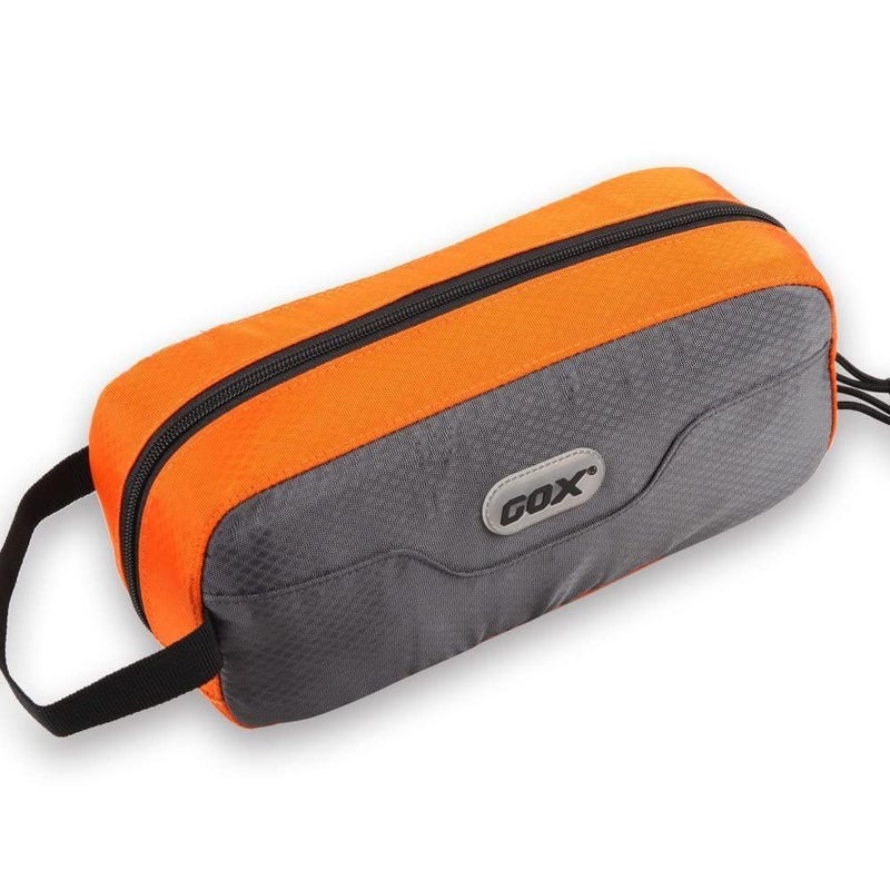 GOX Small Travel Toiletry Bag, Dopp Kit Case For Men, Multifunction Organizer Pouch (Grey/Orange) - Image 1