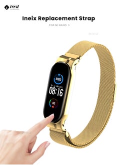 INEIX Steel Magnetic Replacement Strap For Xiaomi Mi Band 5 - Gold  - Image 5
