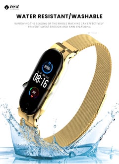 INEIX Steel Magnetic Replacement Strap For Xiaomi Mi Band 5 - Gold  - Image 4
