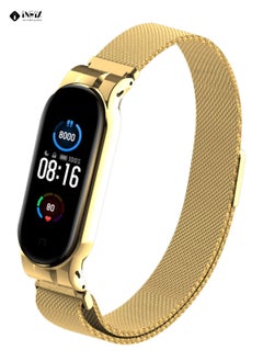 INEIX Steel Magnetic Replacement Strap For Xiaomi Mi Band 5 - Gold  - Image 2