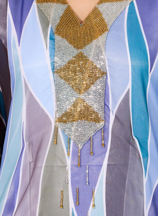 تايك تو قفطان طويل مطبع بطبعة مجردة - Image 3