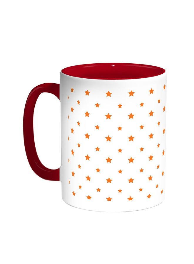 RKN Motifs Of Small And Large Stars Printed Coffee Mug Red/White 11ounce - Image 2