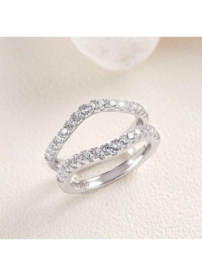 Newshe Jewellery خاتم زفاف مويسانيتي للنساء معزز لخواتم الخطوبة 925 فضة استرلينية خواتم حراسة رقيقة مقاس 7.5 - Image 2