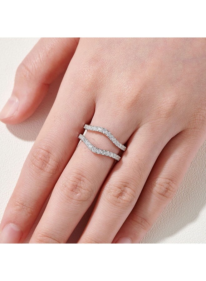 Newshe Jewellery خاتم زفاف مويسانيتي للنساء معزز لخواتم الخطوبة 925 فضة استرلينية خواتم حراسة رقيقة مقاس 7.5 - Image 4