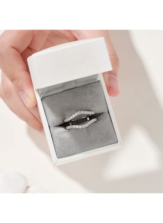 Newshe Jewellery خاتم زفاف مويسانيتي للنساء معزز لخواتم الخطوبة 925 فضة استرلينية خواتم حراسة رقيقة مقاس 7.5 - Image 5