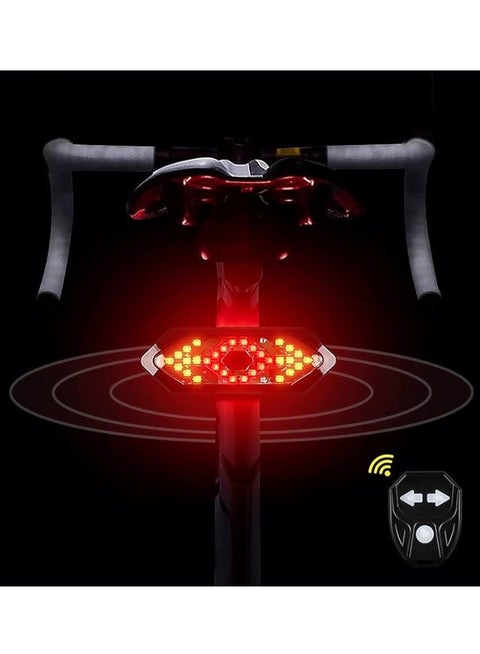 فلاشر خلفي للدراجة مع ريموت كونترول باضاءة ليد قابلة لاعادة الشحن ولتحديد الانعطاف لليسار او اليمين مع خمسة اوضاع للاضاءة