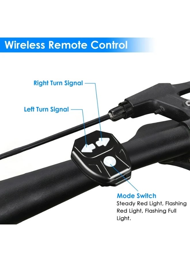 فلاشر خلفي للدراجة مع ريموت كونترول باضاءة ليد قابلة لاعادة الشحن ولتحديد الانعطاف لليسار او اليمين مع خمسة اوضاع للاضاءة - Image 3
