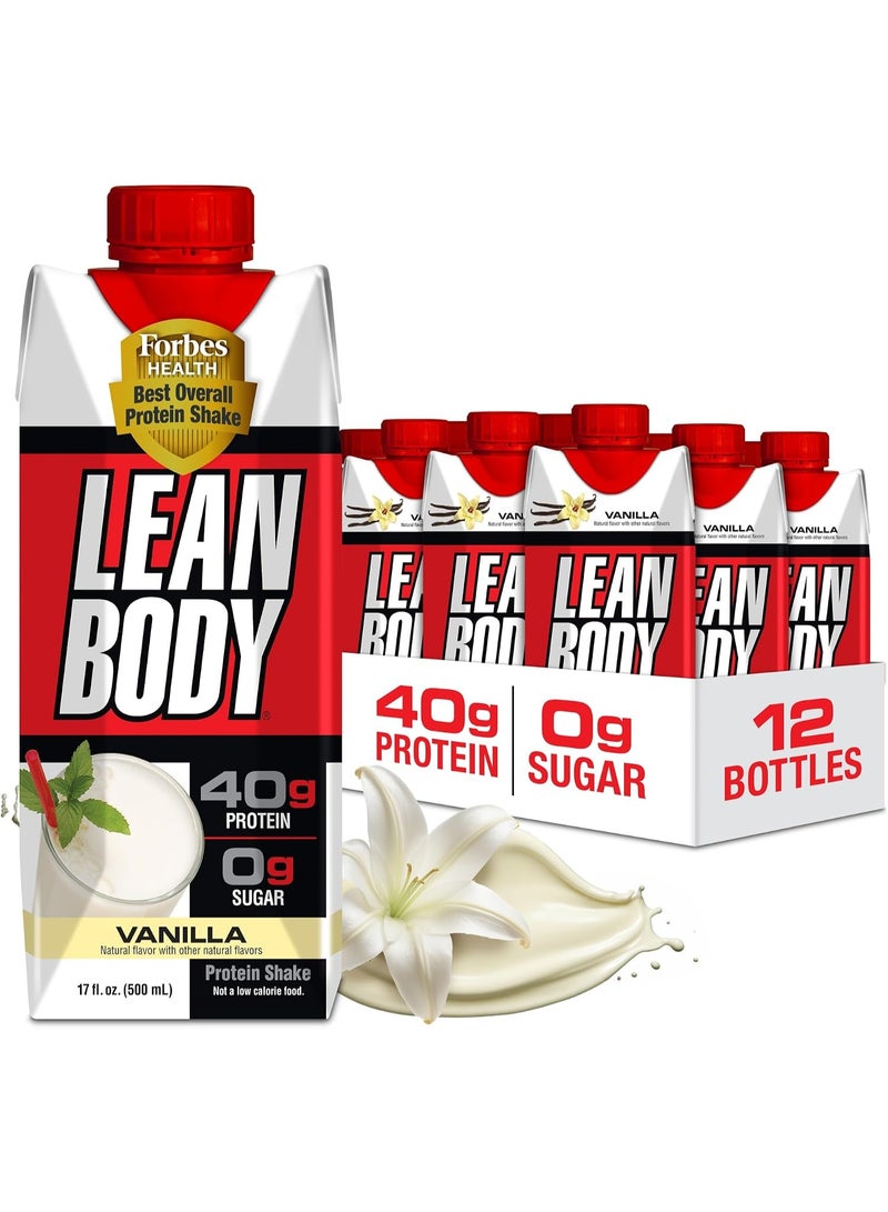 Labrada Lean Body Ready To Drink Protein Shake- Vanilla, 40g Protein, 0 Sugar. 500ml, Box of 12 pcs - Image 1