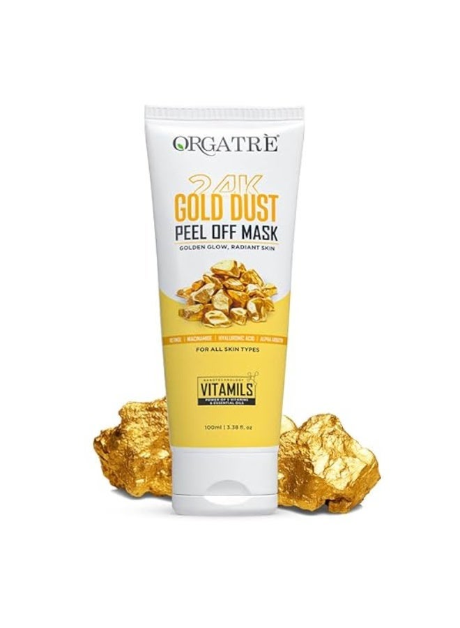 Orgatre 24k Gold Dust Peel Off Mask | Glowing Skin & hydrating, Boosts Collagen and Restoring Skin Radiance | For All Skin Types | For Men & Women | 100ml - Image 1