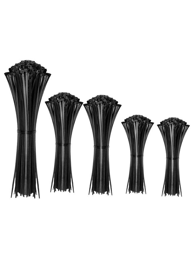 Hian Black Nylon Cable Tie Combo Pack - Assorted Sizes and Lengths Wire Ties Multipack for Cable Management, Organization, and Fastening - Industrial Grade Black Zip Tie Set. - Image 1