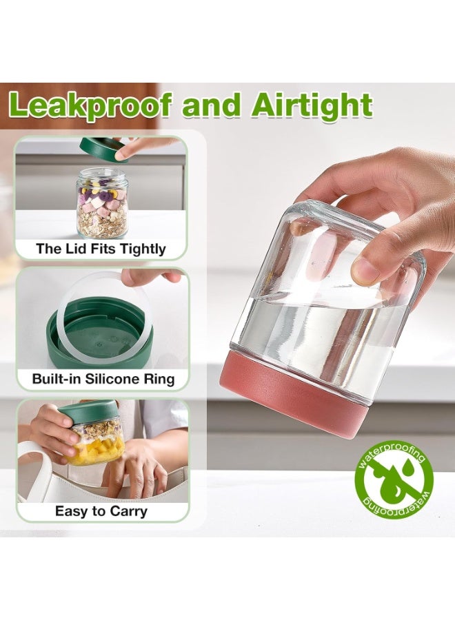 كيلا عبوة من 8 عبوات من الشوفان طوال الليل مع أغطية، برطمانات زجاجية كبيرة وصغيرة سعة 16 أونصة و10 أونصة، عبوة شوفان للإفطار، برطمانات تحضير وجبات السلطة لتخزين الطعام، برطمانات بودنغ بذور الشيا الفطرية - Image 3