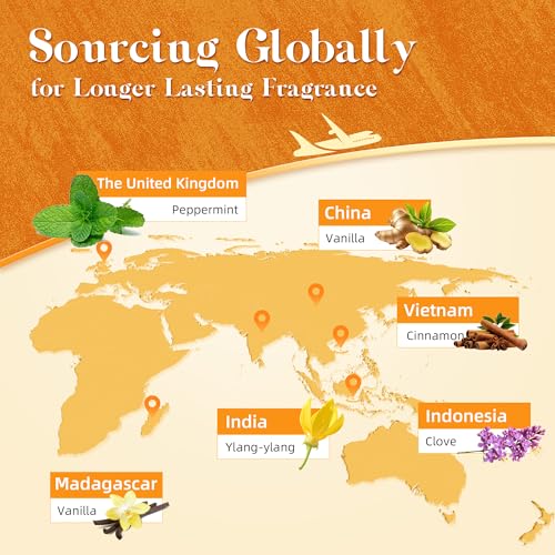 ASAKUKI Essential Oils for Diffusers for Home, Fragrance Oil for Candle Making, Peppermint, Vanilla Cupcake, Sparkling Cinnamon, Spiced Pumpkin, Christmas Wreath and Apple Cinnamon 6 x 10 ml - Image 4