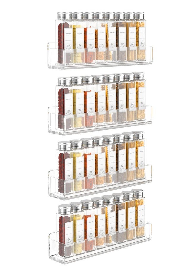FEMELI Acrylic Wall Mount Spice Rack - 15 Inch, 4 Pack Hanging Spice Rack Shelf for Cabinets, Cupboard or Pantry Door, Kitchen Organizer - Image 1