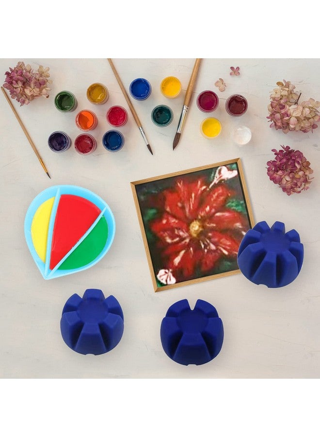 Kunyeah 6Pcs/Set Flower Pour Cups Silicone Split Cup For Paint Pouring Acrylic Pouring Flower Strainers Fluid Art Pour Diy Resin Molds For Making Painting Tools Drawing Accessories (Blue) - Image 5