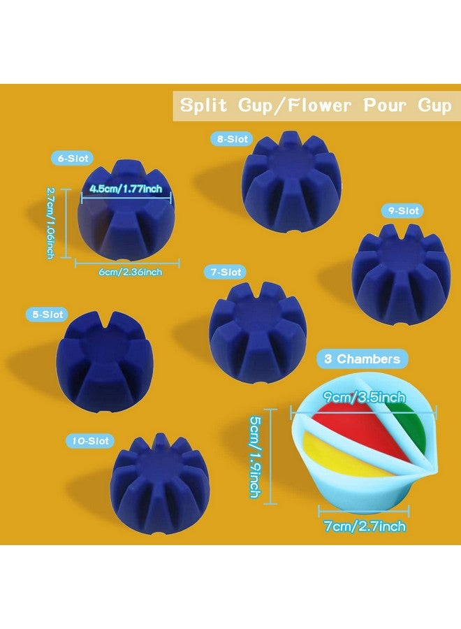 Kunyeah 6Pcs/Set Flower Pour Cups Silicone Split Cup For Paint Pouring Acrylic Pouring Flower Strainers Fluid Art Pour Diy Resin Molds For Making Painting Tools Drawing Accessories (Blue) - Image 4