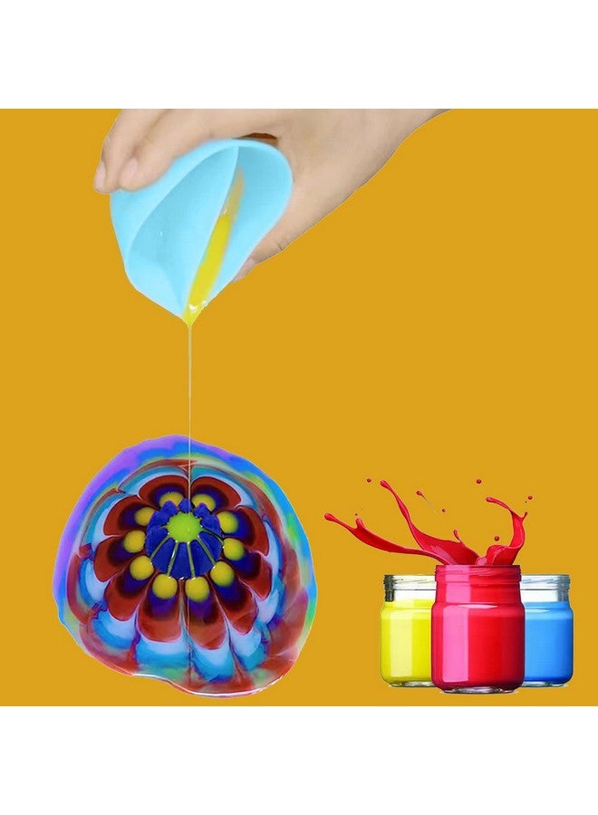 Kunyeah 6Pcs/Set Flower Pour Cups Silicone Split Cup For Paint Pouring Acrylic Pouring Flower Strainers Fluid Art Pour Diy Resin Molds For Making Painting Tools Drawing Accessories (Blue) - Image 3