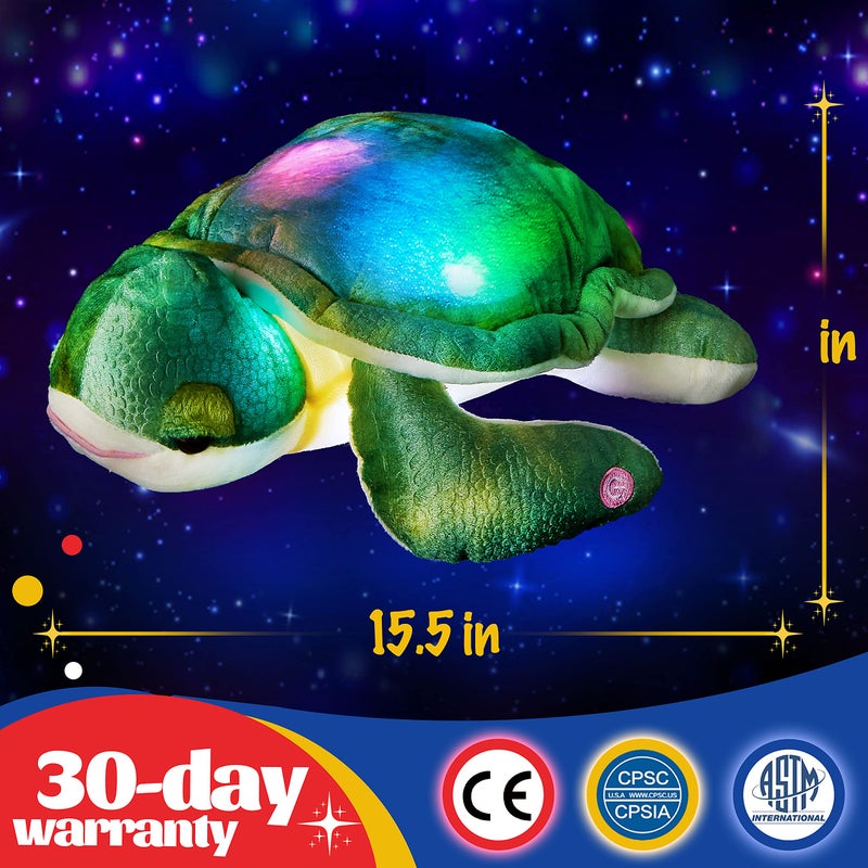 Glow Guards 14'' Light up Sea Turtle Stuffed Animal LED Soft Ocean Life Plush Toy Pillow with Colorful Night Lights Glowing Birthday Children's Day Gifts for Toddler Kids - Image 3