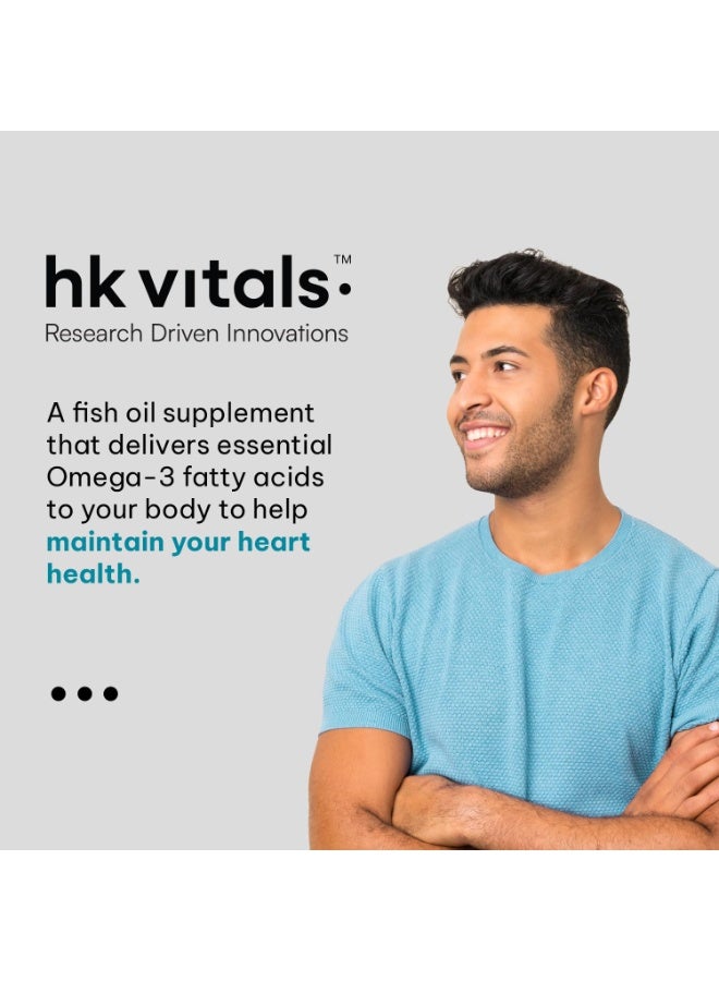 hk vitals Vitamin D3 (600 IU) & Fish Oil (1000mg Omega 3 with 180mg EPA & 120mg DHA) (60 Tablets Each) | Combo Pack - Image 4