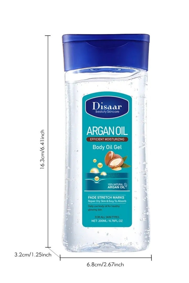 Disaar زيت الأركان المرطب للجسم 200 مل - 2 قطعة جل للعناية بالبشرة وتفتيح الجسم وزيت تدليك الجسم المهدئ والمرطب ومضاد الشيخوخة جل طبيعي - Image 2