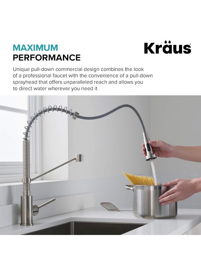 Kraus صنبور مطبخ تجاري كراوس Kpf-1610Bg بولدن بارتفاع 18 بوصة مع رأس رش مزدوج قابل للسحب بتشطيب أل برايت، 18 بوصة، ذهب مصقول - Image 4