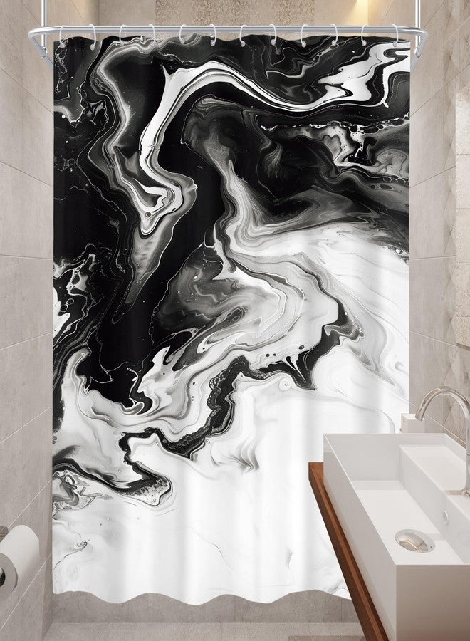 Cinbloo Black and White 60Wx72H Shower Curtain Abstract Gery Marble Modern Neutral Ombre Minimalist Elegant Ink Texture Chic Simple Bathroom Curtain Set Aesthetic Bath Bathroom Accessories Decor - Image 4