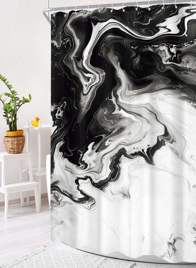 Cinbloo Black and White 60Wx72H Shower Curtain Abstract Gery Marble Modern Neutral Ombre Minimalist Elegant Ink Texture Chic Simple Bathroom Curtain Set Aesthetic Bath Bathroom Accessories Decor - Image 3