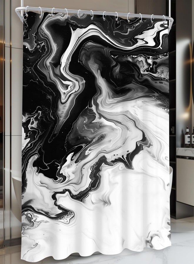 Cinbloo Black and White 60Wx72H Shower Curtain Abstract Gery Marble Modern Neutral Ombre Minimalist Elegant Ink Texture Chic Simple Bathroom Curtain Set Aesthetic Bath Bathroom Accessories Decor - Image 2
