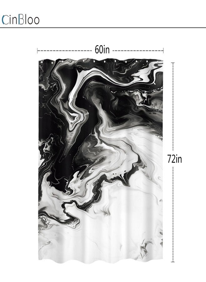 Cinbloo Black and White 60Wx72H Shower Curtain Abstract Gery Marble Modern Neutral Ombre Minimalist Elegant Ink Texture Chic Simple Bathroom Curtain Set Aesthetic Bath Bathroom Accessories Decor - Image 5