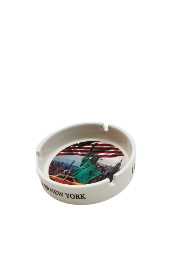 Liying NewYork Iconic Locations Designed Ceramic Glass Ashtray for Home Office Outdoor Decorative, Clear Tabletop Ash Tray for Cigarettes (10cmx11cmx3cm)  - Image 3