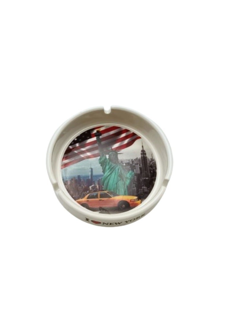 Liying NewYork Iconic Locations Designed Ceramic Glass Ashtray for Home Office Outdoor Decorative, Clear Tabletop Ash Tray for Cigarettes (10cmx11cmx3cm)  - Image 2