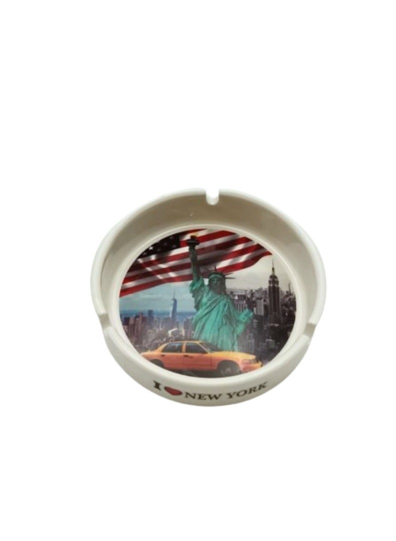 Liying NewYork Iconic Locations Designed Ceramic Glass Ashtray for Home Office Outdoor Decorative, Clear Tabletop Ash Tray for Cigarettes (10cmx11cmx3cm)  - Image 4