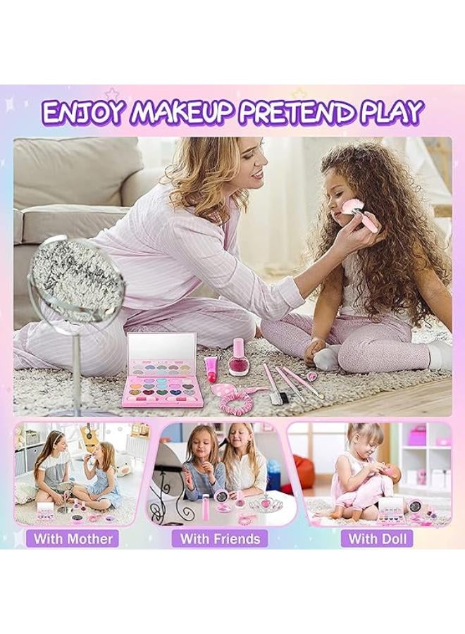Tiokkss 21 Pcs Kids Makeup Toys for Girls, Princess Dress up Makeup Set with Cute Cosmetic Makeup Bag for Little Girls Birthday Gifts  - Image 4