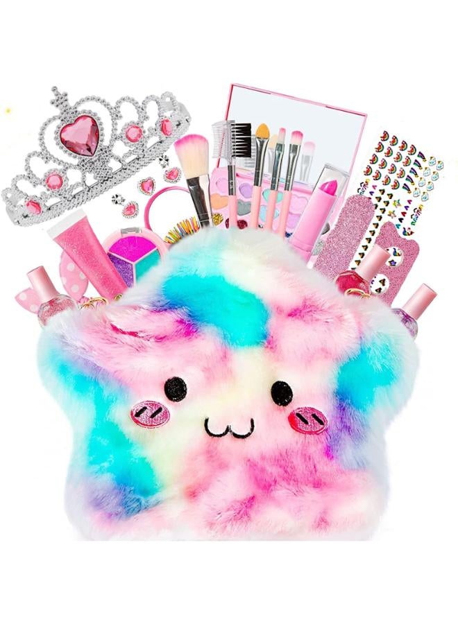 Tiokkss 21 Pcs Kids Makeup Toys for Girls, Princess Dress up Makeup Set with Cute Cosmetic Makeup Bag for Little Girls Birthday Gifts  - Image 1