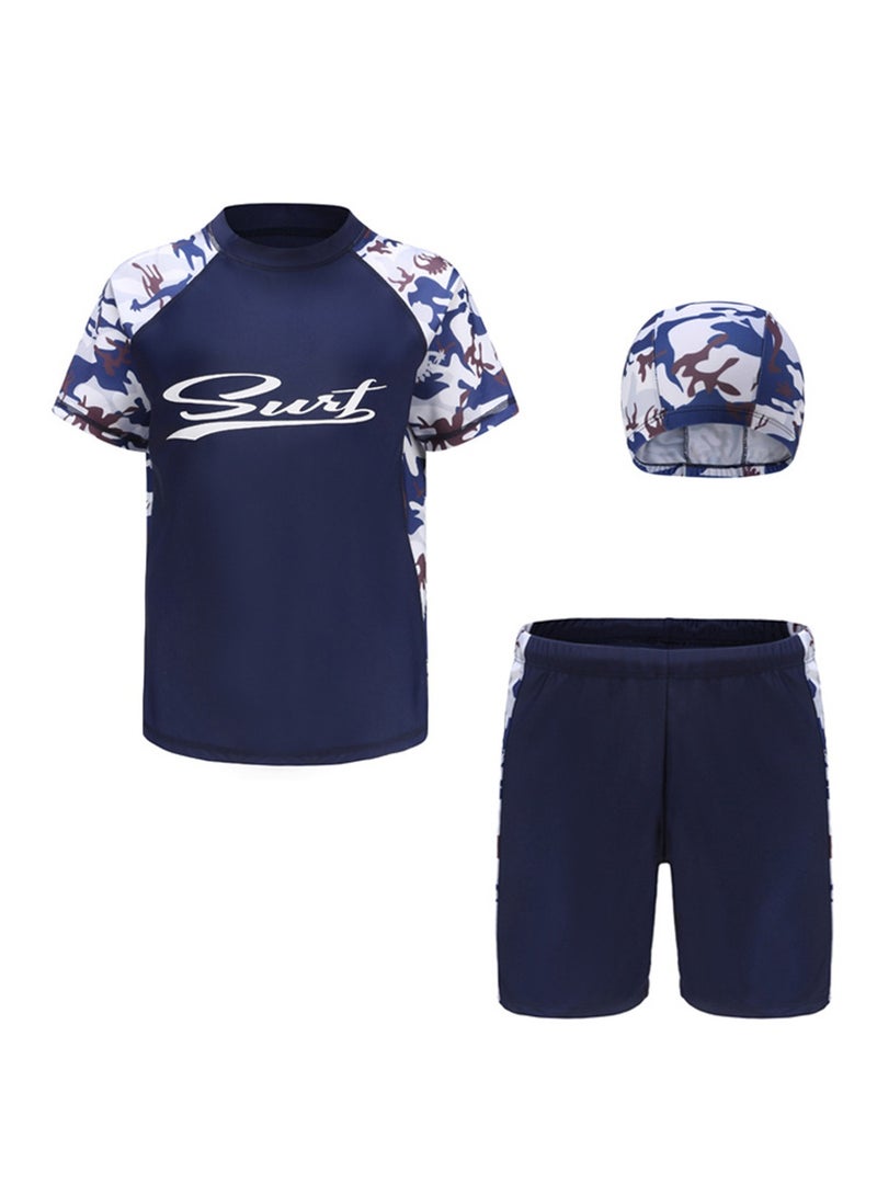 Generic 3pcs swimsuit boys swimsuit pants hat beach swimsuit set - Image 1