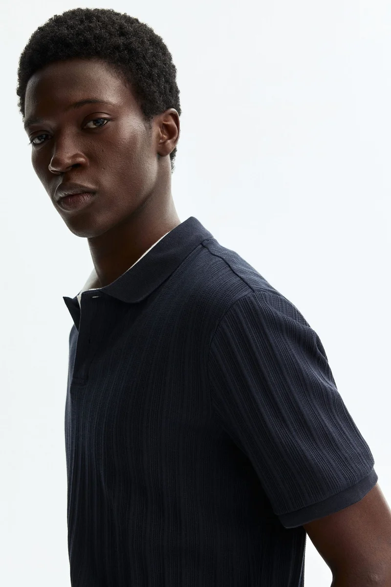 H&M  Slim Fit Textured jersey polo shirt for Men | Best Price UAE