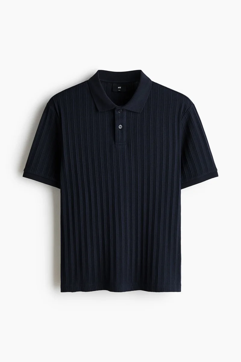 H&M  Slim Fit Textured jersey polo shirt for Men | Best Price UAE