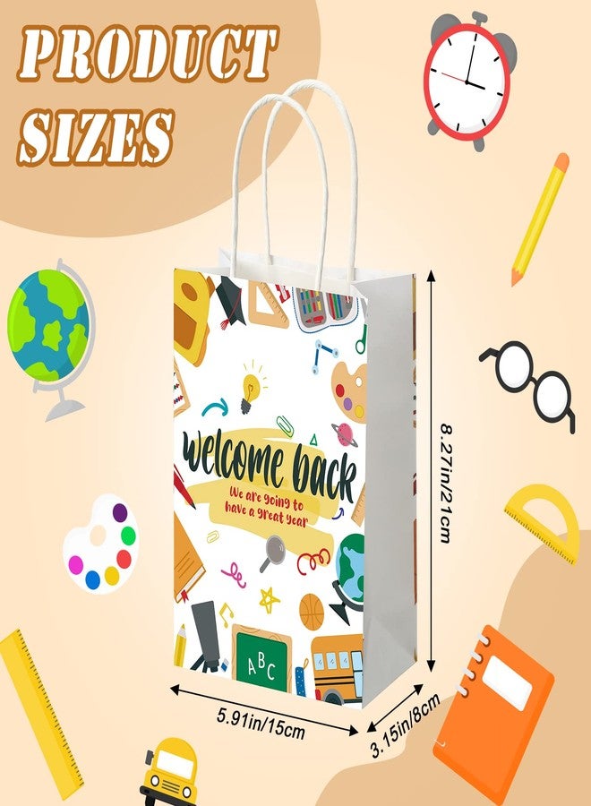 Harloon 24 Pieces Welcome Back to School Party Gift Bags Paper Goodie Welcome Gift Bags with Handles for Back to School Party Favors First Day of School Gift Wrapping, 5.91 x 3.15 x 8.27 Inch - Image 2