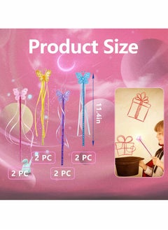 Excefore Butterfly Magic Fairy Wand Princess Glitter Wands With Ribbons For Girls Princess Costume Props Role Play Kids Magic Shows Cosplay Butterfly Party Favors Fairy Birthday Party Supplies 8 Pieces  - Image 5