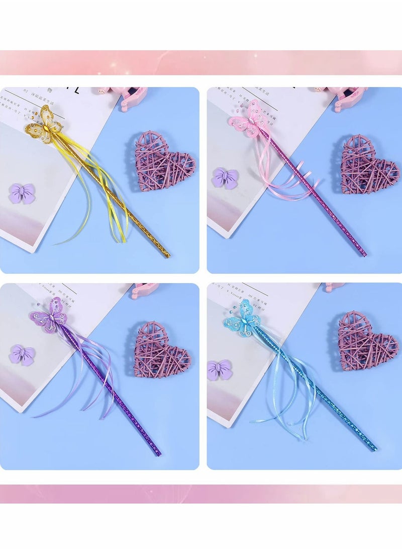 Excefore Butterfly Magic Fairy Wand Princess Glitter Wands With Ribbons For Girls Princess Costume Props Role Play Kids Magic Shows Cosplay Butterfly Party Favors Fairy Birthday Party Supplies 8 Pieces  - Image 3