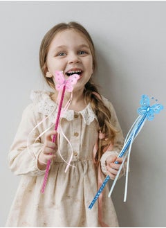 Excefore Butterfly Magic Fairy Wand Princess Glitter Wands With Ribbons For Girls Princess Costume Props Role Play Kids Magic Shows Cosplay Butterfly Party Favors Fairy Birthday Party Supplies 8 Pieces  - Image 4