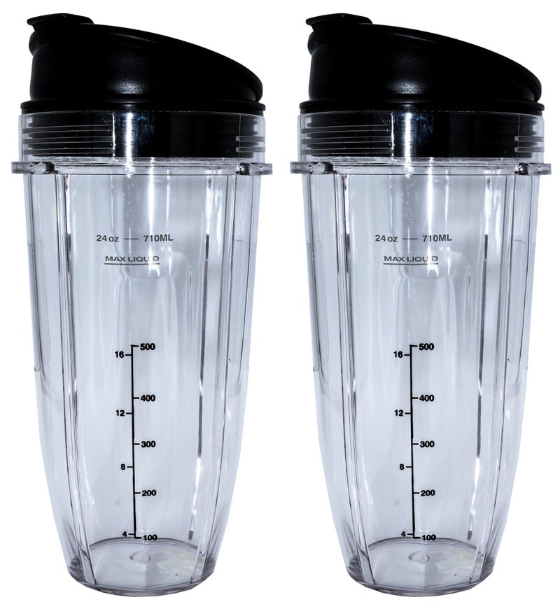 BLENDIN Blendin 24oz Large Tall Cup with Sip N Seal Lid Replacement Jar Compatible with Nutri Ninja Auto IQ  Duo Blenders  Premium Blender Replacement Cups  Cup Diameter is 4 2 Pack