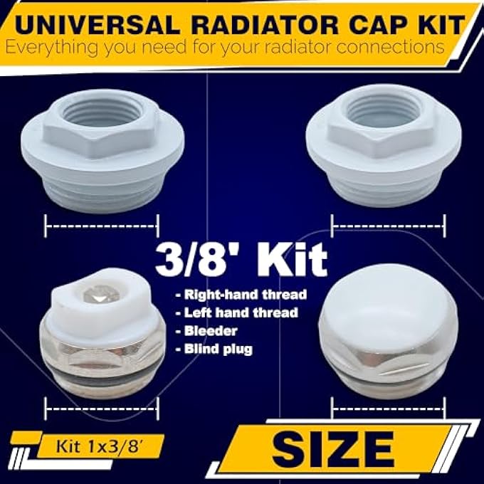 RADIATOR MOUNTING SET 1 X 3/8 WHITE KIT FOR RADIATONS ALUMINIUM, UNIVERSAL DESIGN, EASY INSTALLATION - RADIATOR SET, OPTIMISED CONNECTION, AUTOMATIC RADIATOR BLEEDER - Image 3