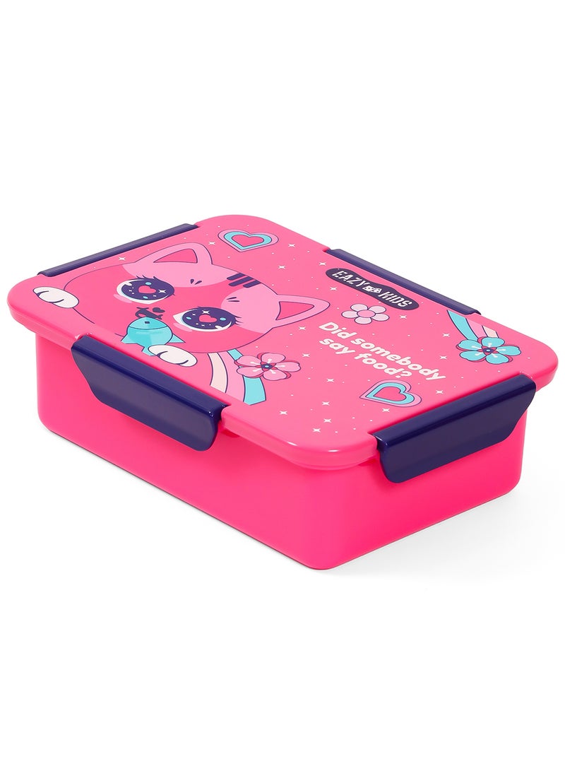 Eazy Kids 1, 2, 3, 4 Compartment Convertible Bento Lunch Box Cat - Pink 850Ml - Image 1