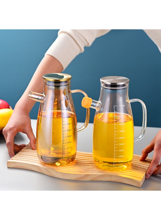 Large Capacity Scale High Borosilicate Glass Oil Pot Cross-border Special Oil Pot Seasoning Pot Soy Sauce Vinegar Sesame Oil Leak-proof Pot-Color:900ml Amber Gold Cap-Capacity:901-1000ml - Image 3