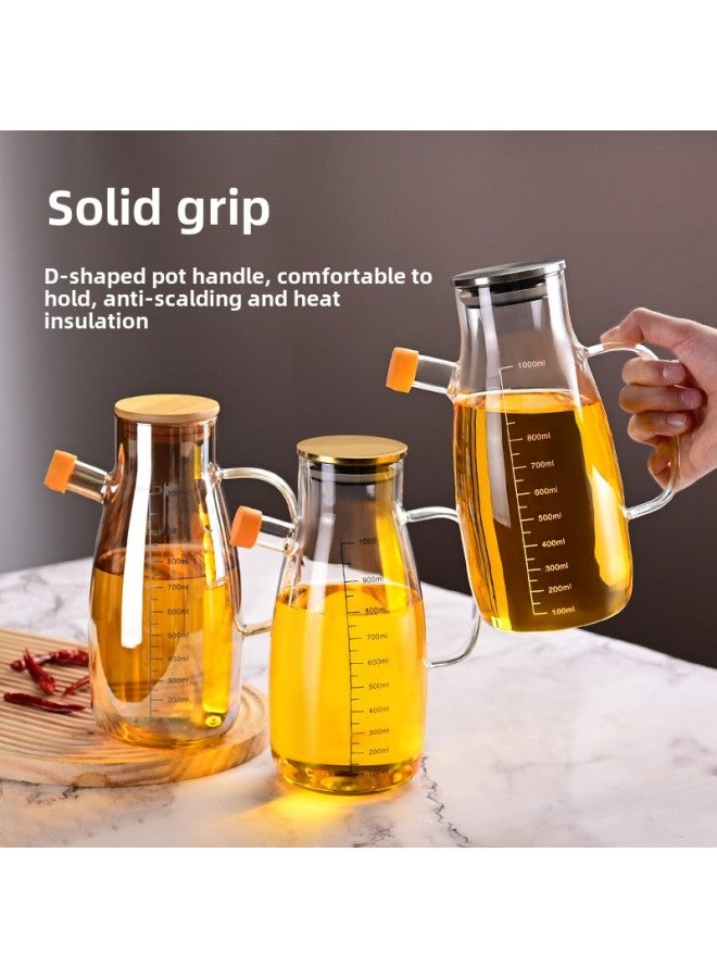 Large Capacity Scale High Borosilicate Glass Oil Pot Cross-border Special Oil Pot Seasoning Pot Soy Sauce Vinegar Sesame Oil Leak-proof Pot-Color:900ml Amber Gold Cap-Capacity:901-1000ml - Image 2